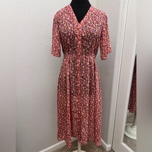 Studio Sanderson For Uniqlo Floral Button Down Chiffon Dress Size Small